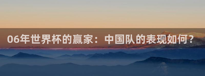 2026世界杯赛：06年世界杯的赢家：中国队的表现如何？